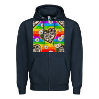 Navy Pride LGBTQ+ Cowhide Hearts And Daisy Patterns Zipper Hoodie - BundleAndBundleShop