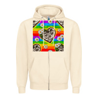 Sandshell Pride LGBTQ+ Cowhide Hearts And Daisy Patterns Zipper Hoodie - BundleAndBundleShop