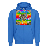 True Royal Pride LGBTQ+ Cowhide Hearts And Daisy Patterns Zipper Hoodie - BundleAndBundleShop