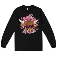 Black cow with flowers and butterflies Long Sleeve Tee - MaliasSmallBusiness