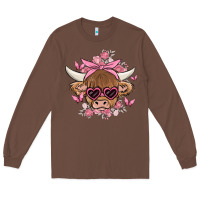 Chestnut cow with flowers and butterflies Long Sleeve Tee - MaliasSmallBusiness