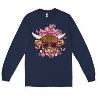 Cow With Flowers And Butterflies Long Sleeve Tee | Teevron