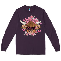 Plum cow with flowers and butterflies Long Sleeve Tee - MaliasSmallBusiness