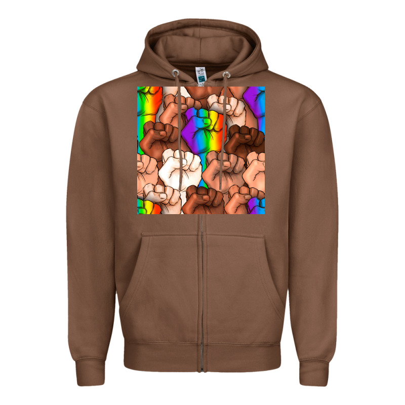 Pride Lgbtq Fists Seamless Pattern Zipper Hoodie by BundleAndBundleShop | Teevron