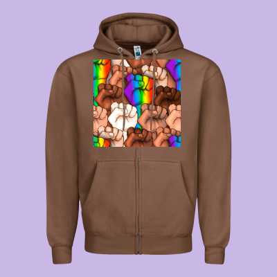 Pride Lgbtq Fists Seamless Pattern Zipper Hoodie Designed By Bundleandbundleshop