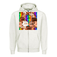 Oatmeal Heather Pride lgbtq fists seamless pattern Zipper Hoodie - BundleAndBundleShop