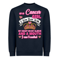 Navy As A Cancer Girl I Was Born With My Heart On My Sleeve And A Mouth Heavyweight Sweatshirt - Jasminsmagicworld