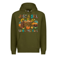 Army Green Just a Girl Who Loves Fall Premium Hoodie - texasbilliewilder
