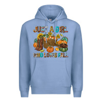 Colony Blue Just a Girl Who Loves Fall Premium Hoodie - texasbilliewilder
