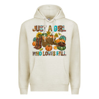 Oatmeal Heather Just a Girl Who Loves Fall Premium Hoodie - texasbilliewilder