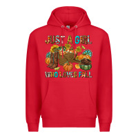 Red Just a Girl Who Loves Fall Premium Hoodie - texasbilliewilder