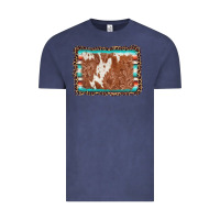 Vintage Denim leopard serape cowhide  leather background Vintage Tee - AdoDesignShop