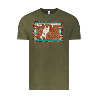 Vintage Olive leopard serape cowhide  leather background Vintage Tee - AdoDesignShop