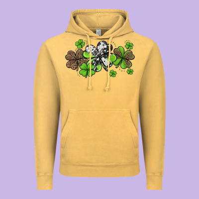 Western Cowhide Leopard Glitter Shamrocks Vintage Hoodie Designed By Jasminsmagicworld