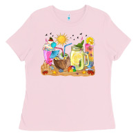 Bubblegum Pink summer drinks coffee cups Ladies Tee - texasbilliewilder