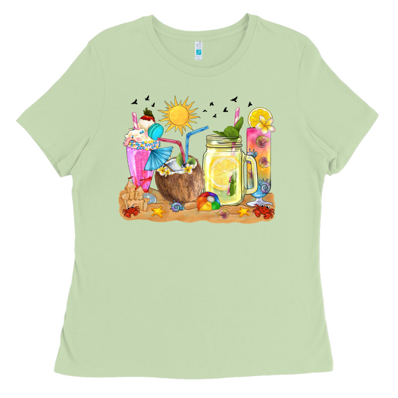 Summer Drinks Coffee Cups Ladies Tee by texasbilliewilder | Teevron