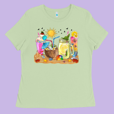 Summer Drinks Coffee Cups Ladies Tee Designed By Texasbilliewilder