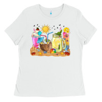 White summer drinks coffee cups Ladies Tee - texasbilliewilder