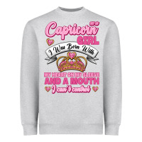 Heather Grey As A Capricorn Girl I Was Born With My Heart On My Sleeve And A Mouth Heavyweight Sweatshirt - Jasminsmagicworld