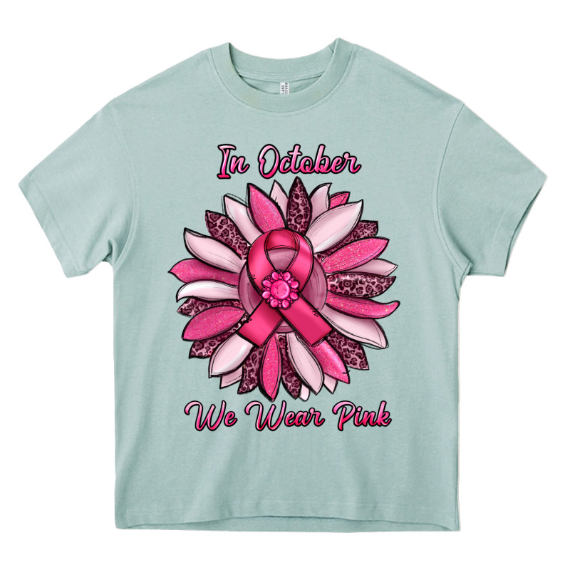 In October We Wear Pink Sunflower Heavy Core Tee by RanaPortraitStore | Teevron