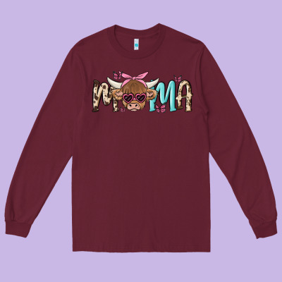 Mama Cow Long Sleeve Tee Designed By Maliassmallbusiness