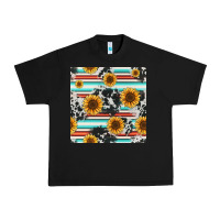 Black serape cowhide sunflowers seamless pattern 12inch Urban Heavy Tee - Jasminsmagicworld
