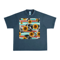 Midnight Navy serape cowhide sunflowers seamless pattern 12inch Urban Heavy Tee - Jasminsmagicworld