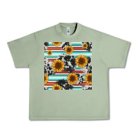 Oil Green serape cowhide sunflowers seamless pattern 12inch Urban Heavy Tee - Jasminsmagicworld