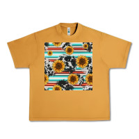 Peanut Butter serape cowhide sunflowers seamless pattern 12inch Urban Heavy Tee - Jasminsmagicworld