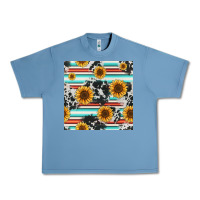 Pebble Blue serape cowhide sunflowers seamless pattern 12inch Urban Heavy Tee - Jasminsmagicworld