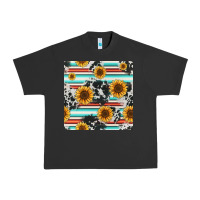 Pigment Black serape cowhide sunflowers seamless pattern 12inch Urban Heavy Tee - Jasminsmagicworld