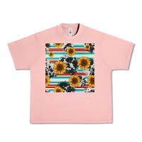 Serape Cowhide Sunflowers Seamless Pattern 12inch Urban Heavy Tee | Teevron