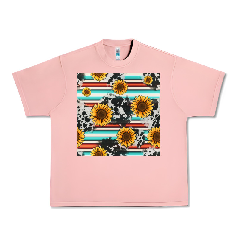 Serape Cowhide Sunflowers Seamless Pattern 12inch Urban Heavy Tee by Jasminsmagicworld | Teevron