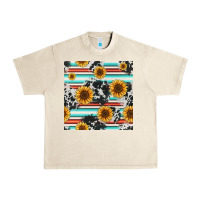 Sandshell serape cowhide sunflowers seamless pattern 12inch Urban Heavy Tee - Jasminsmagicworld