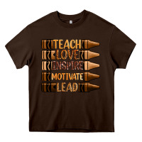 Chocolate Brown teach love inspire motivate lead Heavy Core Tee - Zillion Design Studio