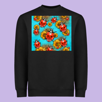 Western Sunflowers Ladybug Heavyweight Sweatshirt Designed By Lillyallendesigns