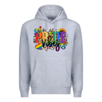 Heather Grey Pride vibes Premium Hoodie - NancyCooperArtShop