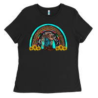 Black western cowboy boots sunflowers rainbow Ladies Tee - RanaPortraitStore