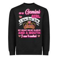 Black As A Gemini Girl I Was Born With My Heart On My Sleeve And A Mouth Heavyweight Sweatshirt - Jasminsmagicworld
