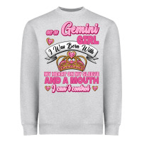 Heather Grey As A Gemini Girl I Was Born With My Heart On My Sleeve And A Mouth Heavyweight Sweatshirt - Jasminsmagicworld