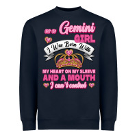 Navy As A Gemini Girl I Was Born With My Heart On My Sleeve And A Mouth Heavyweight Sweatshirt - Jasminsmagicworld