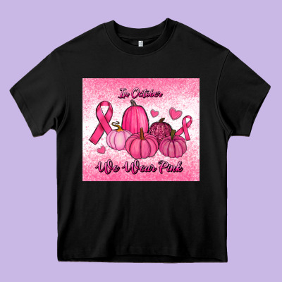 In October We Wear Pink Pumpkin Heavy Core Tee Designed By Ranaportraitstore