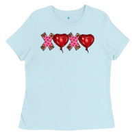 Baby Blue valentine's day xoxo heart balloon Ladies Tee - RanaPortraitStore