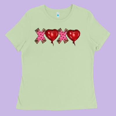Valentine's Day Xoxo Heart Balloon Ladies Tee Designed By Ranaportraitstore