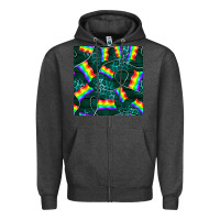 Charcoal Heather Pride lgbtq flags with leopard seamless pattern Zipper Hoodie - BundleAndBundleShop