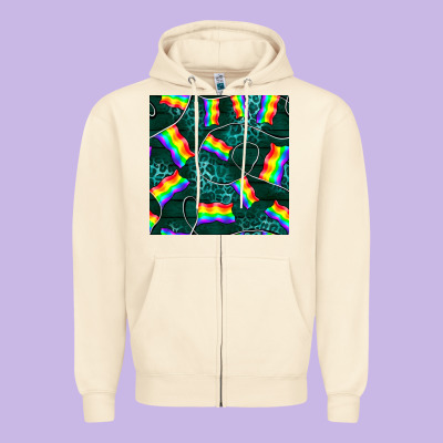 Pride Lgbtq Flags With Leopard Seamless Pattern Zipper Hoodie Designed By Bundleandbundleshop
