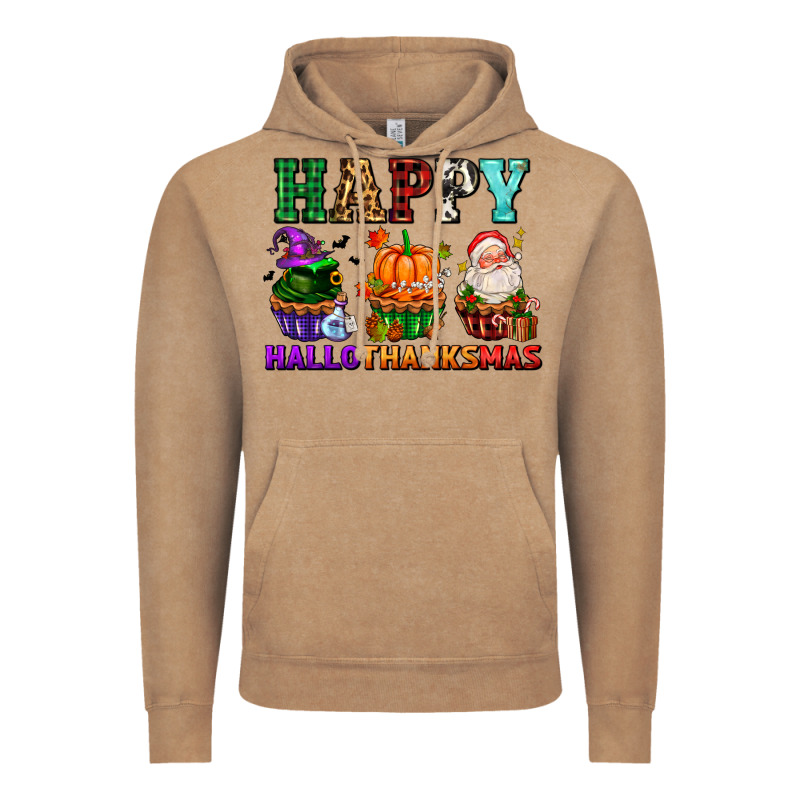 Happy Hallothanksmas With Cupcakes Vintage Hoodie by AdoDesignShop | Teevron