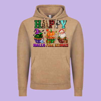 Happy Hallothanksmas With Cupcakes Vintage Hoodie Designed By Adodesignshop