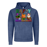 Vintage Denim happy hallothanksmas with cupcakes Vintage Hoodie - AdoDesignShop