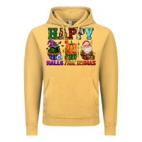 Vintage Mustard happy hallothanksmas with cupcakes Vintage Hoodie - AdoDesignShop